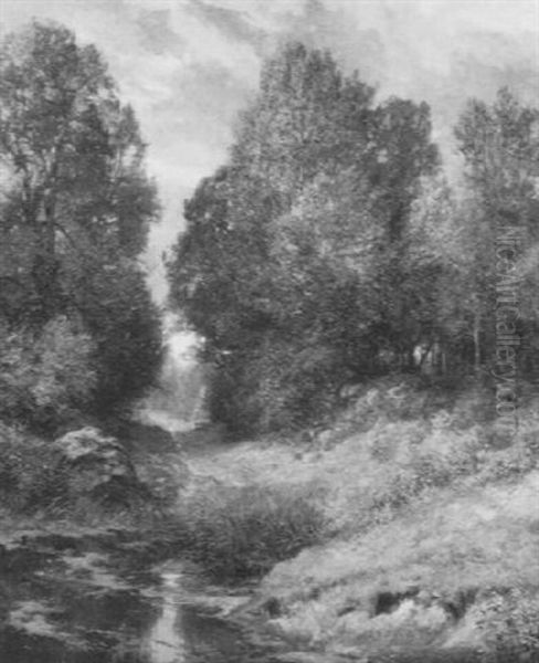 Au Bei Greifenstein Oil Painting by Gustav Bauer