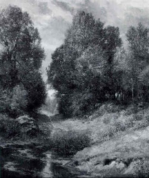 Au Bei Greifenstein Oil Painting by Gustav Bauer