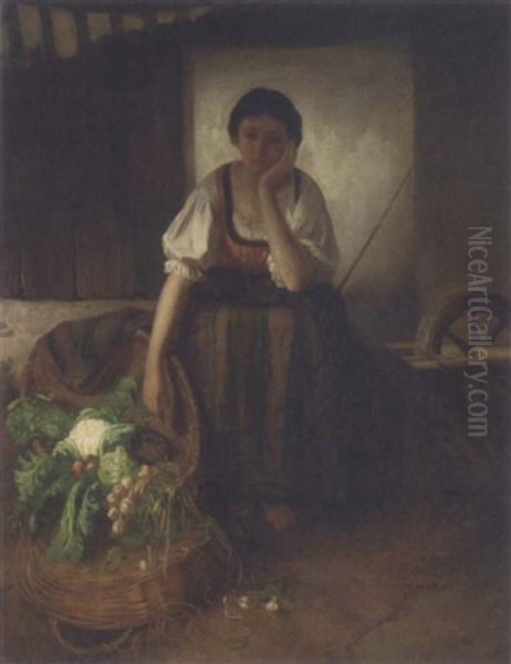 A Rest Between Chores Oil Painting by Johann Balthasar Bauer