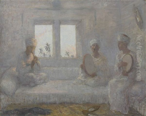 Oosterse Muziekanten (oriental Musicians) Oil Painting by Marius Bauer