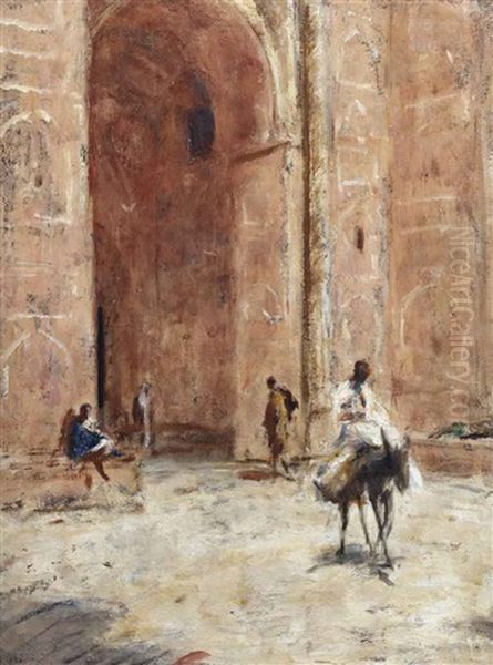 Roode Poort Eng Indie; Red Gate In Delhi Oil Painting by Marius Bauer