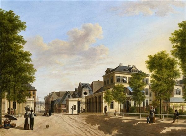 The Bockenheimer Gate In Frankfurt At Main Oil Painting by Philipp Jacob Bauer