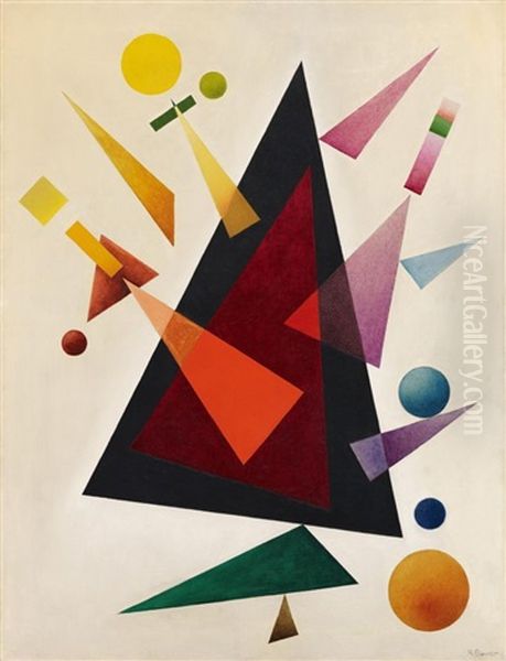 Triangles Oil Painting by Rudolf Bauer