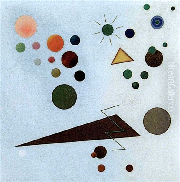 Rounds And Triangle Oil Painting by Rudolf Bauer