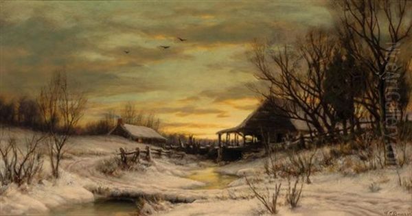 Old Saw Mill Oil Painting by William C. Bauer