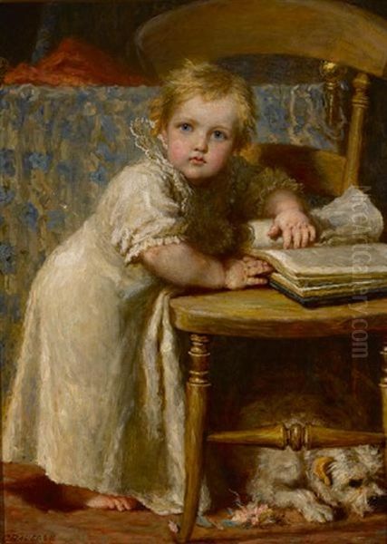 The Bedtime Story Oil Painting by Carl Wilhelm Friedrich Bauerle