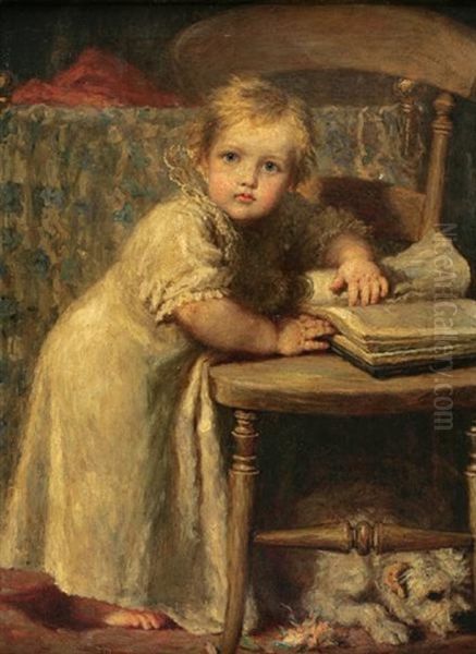 The Bedtime Story Oil Painting by Carl Wilhelm Friedrich Bauerle