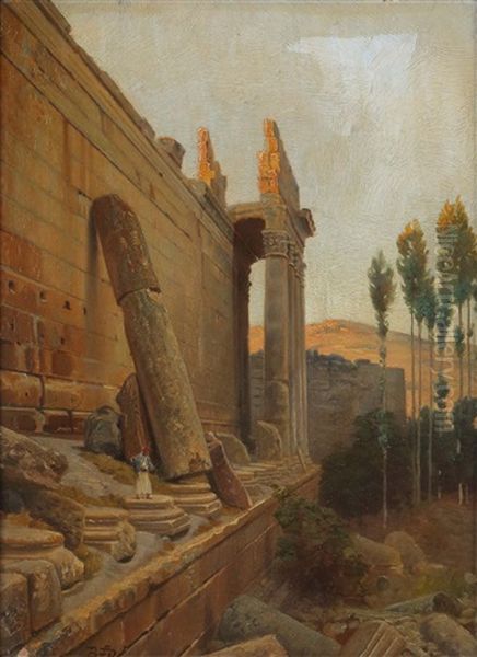 Ruinen Von Baalbek Oil Painting by Gustav Bauernfeind