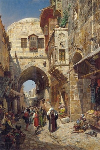 David Street, Jerusalem Oil Painting by Gustav Bauernfeind