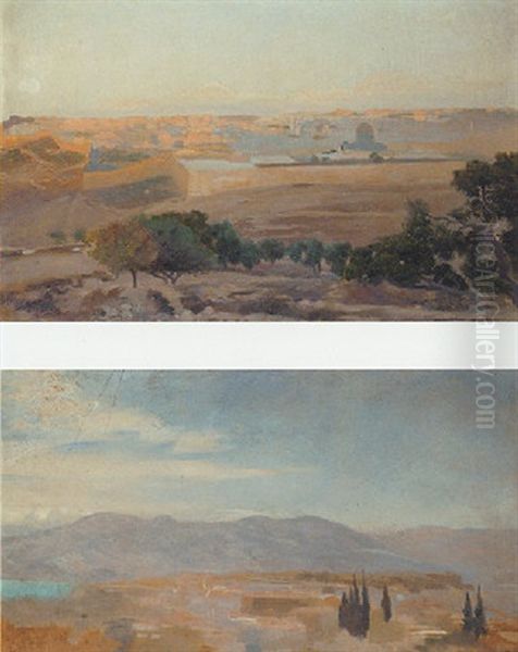 Blick Auf Jerusalem Vom Olberg Aus Oil Painting by Gustav Bauernfeind