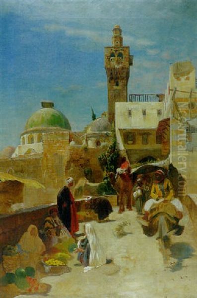 Orientalische Strassenszene Oil Painting by Gustav Bauernfeind