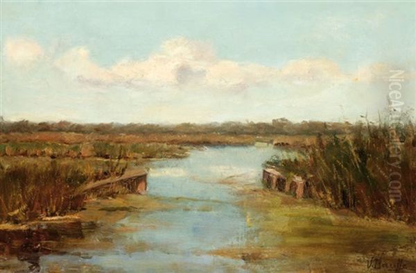 Polder Landscape Oil Painting by Victor Bauffe