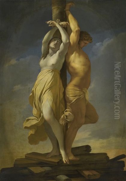 Olindo And Sofronia On The Pyre Oil Painting by Lubin Baugin