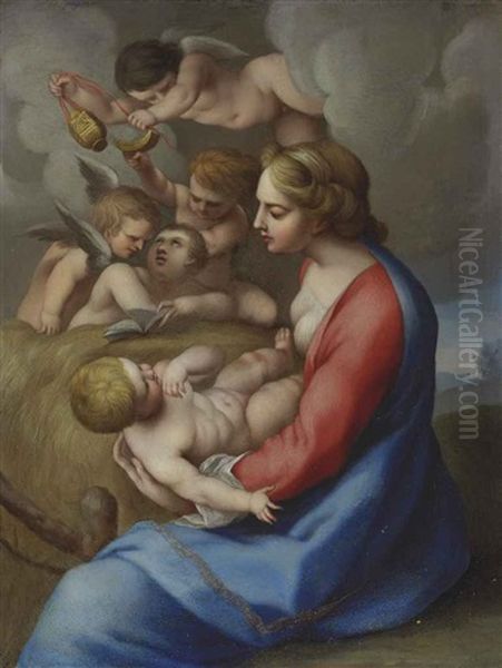 Madonna And Child With Angels Oil Painting by Lubin Baugin