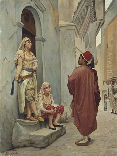 The Conversation Oil Painting by Eugene Baugnies