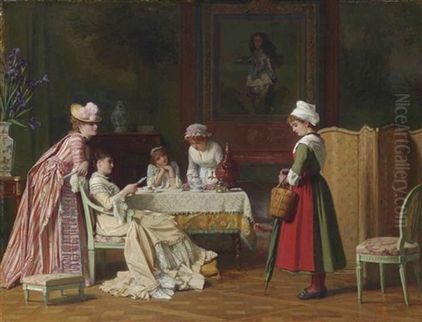 A Letter Of Recommendation Oil Painting by Charles Louis Baugniet