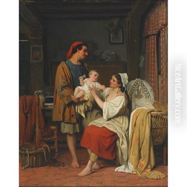 The New Born Oil Painting by Charles Louis Baugniet