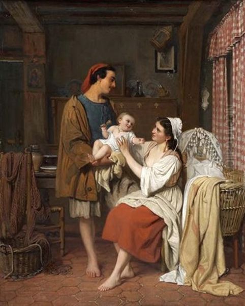 The Fisherman's Home Oil Painting by Charles Louis Baugniet