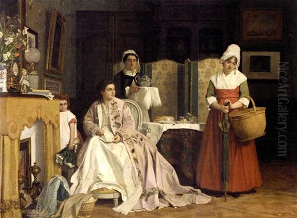 La Nouvelle Bonne Oil Painting by Charles Louis Baugniet