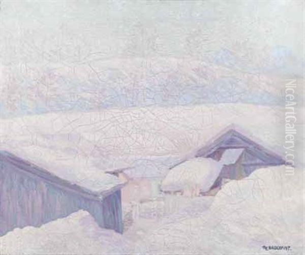 Stalle Im Schnee Oil Painting by Philipp Bauknecht