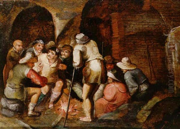 Brigands In A Cave Oil Painting by Nicolas Baullery