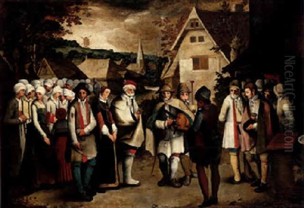 A Wedding Procession Oil Painting by Nicolas Baullery