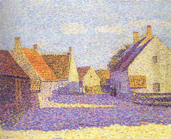 Dichtbebaute Dorfstrasse In Holland (ohne Baume), Bei Nachmittagssonne Oil Painting by Paul Baum