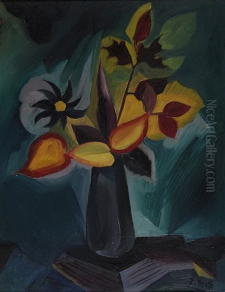 Blumenstillleben Oil Painting by Fritz Baumann