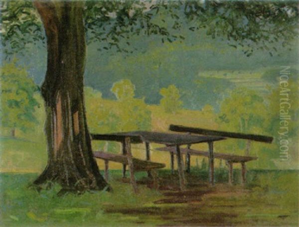 Der Picknicktisch Oil Painting by Fritz Baumann