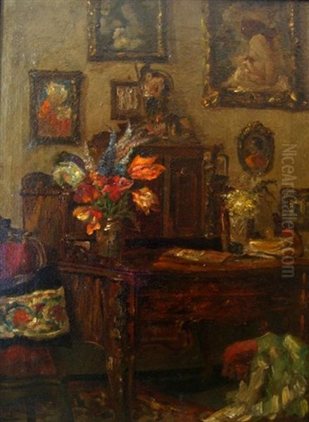 Interior Oil Painting by Max Baumann