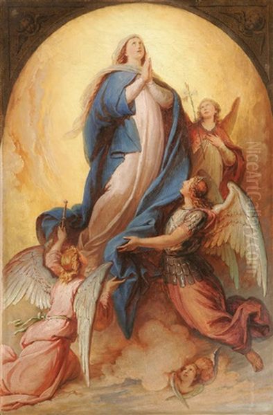 The Assumption Of The Virgin Mary Oil Painting by Karl Baumeister