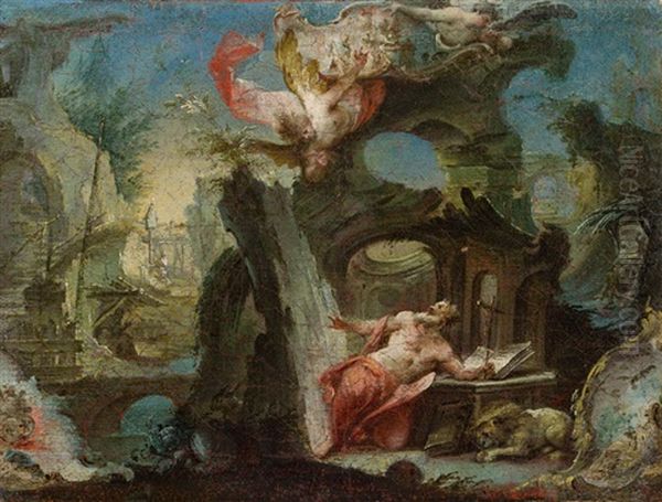 Die Vision Des Hl. Hieronymus Oil Painting by Johann Wolfgang Baumgartner