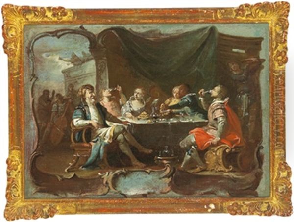 Der Verlorene Sohn In Lockerer Gesellschaft Oil Painting by Johann Wolfgang Baumgartner