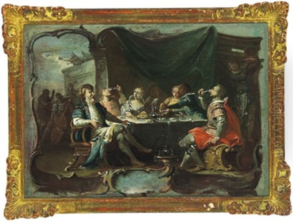 Der Verlorene Sohn In Lockerer Gesellschaft Oil Painting by Johann Wolfgang Baumgartner