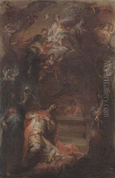 The Apotheosis Of Saint Louis Oil Painting by Johann Wolfgang Baumgartner