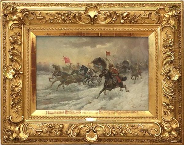 Die Escorte No. 621 Oil Painting by Adolf (Constantin) Baumgartner-Stoiloff