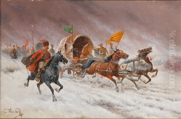 Convoy Of Gold In Sibiria by Adolf (Constantin) Baumgartner-Stoiloff