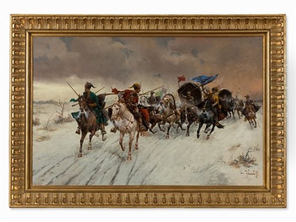 Gouverneur Auf Reisen Oil Painting by Adolf (Constantin) Baumgartner-Stoiloff