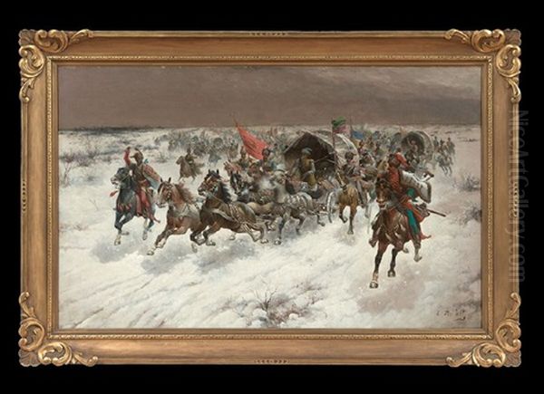 Siberian Treasure Train Oil Painting by Adolf (Constantin) Baumgartner-Stoiloff