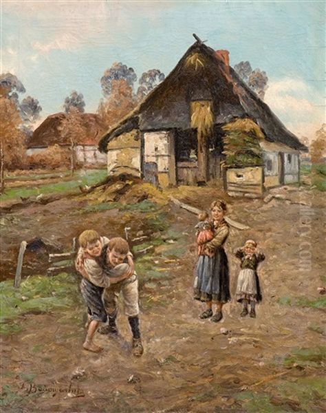 Bauernfamilie Oil Painting by Adolf (Constantin) Baumgartner-Stoiloff