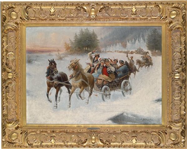 Der Brautzug Oil Painting by Adolf (Constantin) Baumgartner-Stoiloff