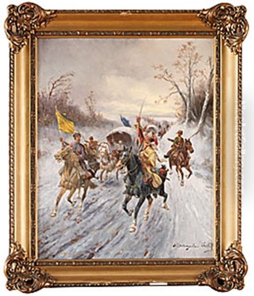 Kosacker Oil Painting by Adolf (Constantin) Baumgartner-Stoiloff