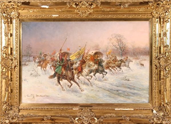 The Arrival Oil Painting by Adolf (Constantin) Baumgartner-Stoiloff