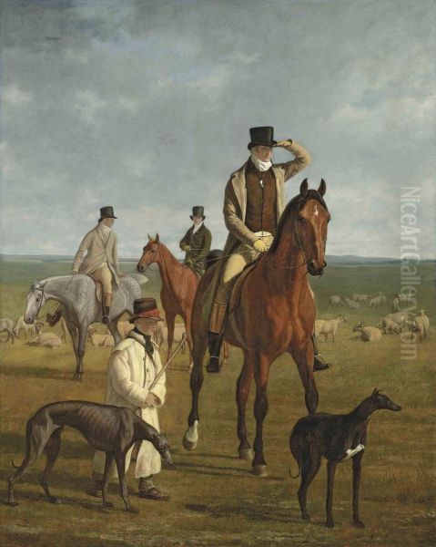 Lord Rivers Out Coursing On Newmarket Heath Oil Painting by Jacques Laurent Agasse