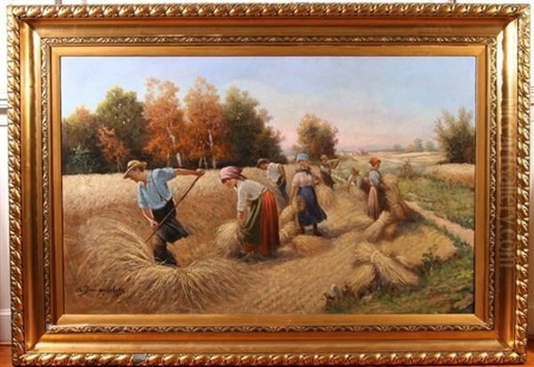 The Harvest Oil Painting by Adolf (Constantin) Baumgartner-Stoiloff