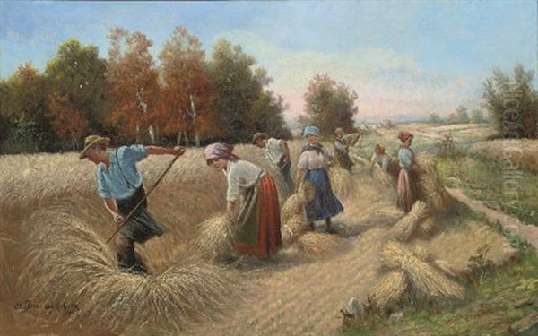 Harvest Time Oil Painting by Adolf (Constantin) Baumgartner-Stoiloff