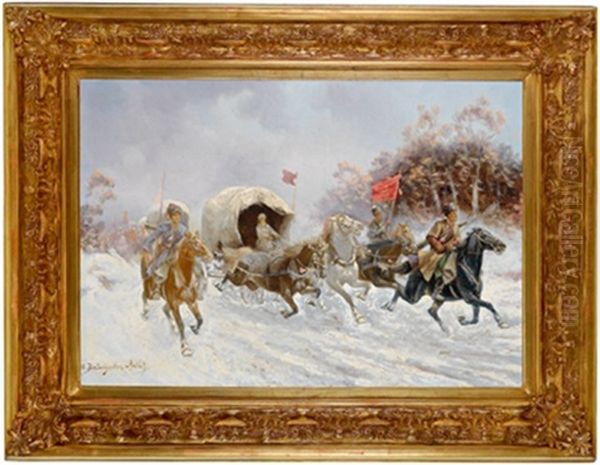 Bewachter Transport Oil Painting by Adolf (Constantin) Baumgartner-Stoiloff