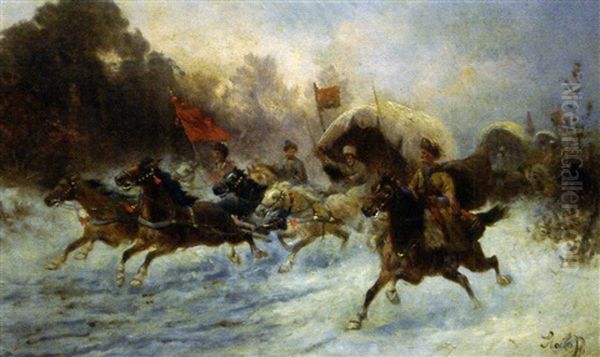 La Charge Oil Painting by Adolf (Constantin) Baumgartner-Stoiloff