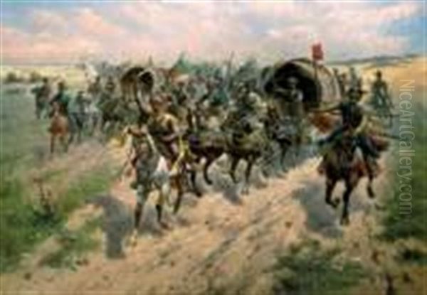 Le Convoi D'or Oil Painting by Adolf (Constantin) Baumgartner-Stoiloff