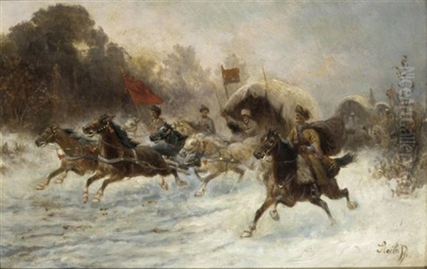 The Gold Convoy Oil Painting by Adolf (Constantin) Baumgartner-Stoiloff